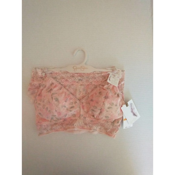 NWT Jessica Simpson 2 Piece Pink Floral Bralette And Hipster Panties Set sz S - Picture 8 of 9